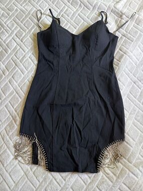 Haute Monde Black Beaded Fringe Bodysuit